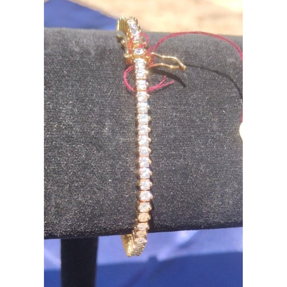 RINC Gold Vermeil Crystal Tennis Bracelet Silver Gilt - Picture 3 of 5
